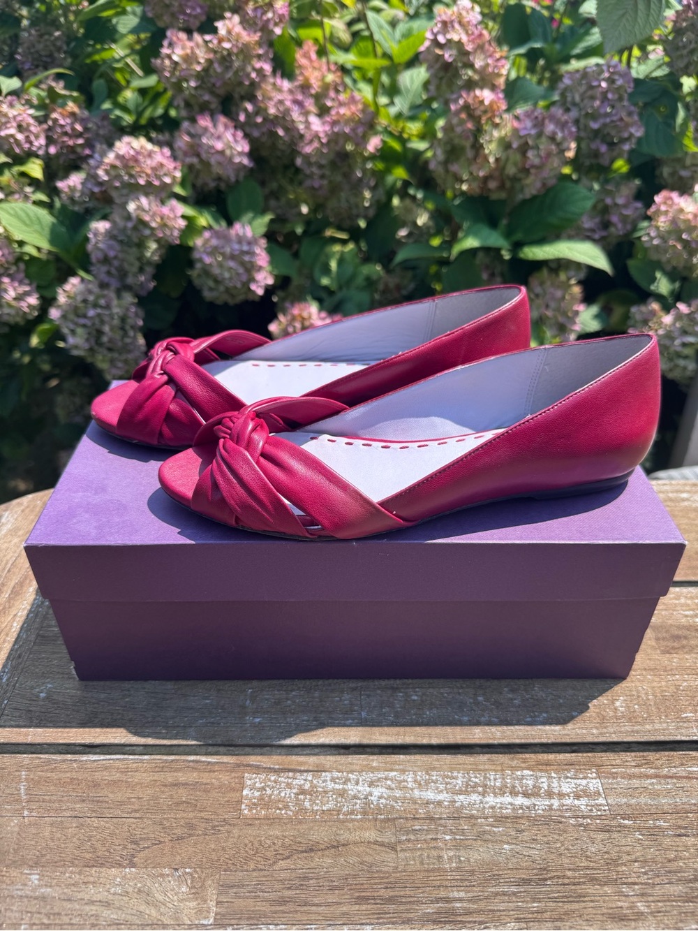 Taryn Link Red Peep Toe Flat - 8